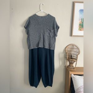 Free People Freya Sweater Set in Varsity Navy Combo Color, Size Large